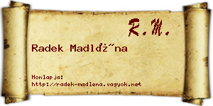 Radek Madléna névjegykártya
